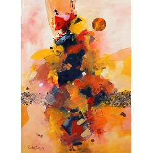 Zohaib Rind, 24 x 36 Inch, Acrylic on Canvas, Calligraphy Painting, AC-ZR-350